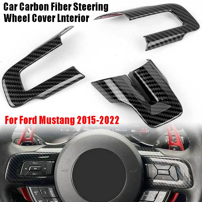 

For Ford Mustang 2015-2022 Automotive Carbon Fiber Style Steering Wheel Panel Decorative Stickers Automotive Interior Accessorie