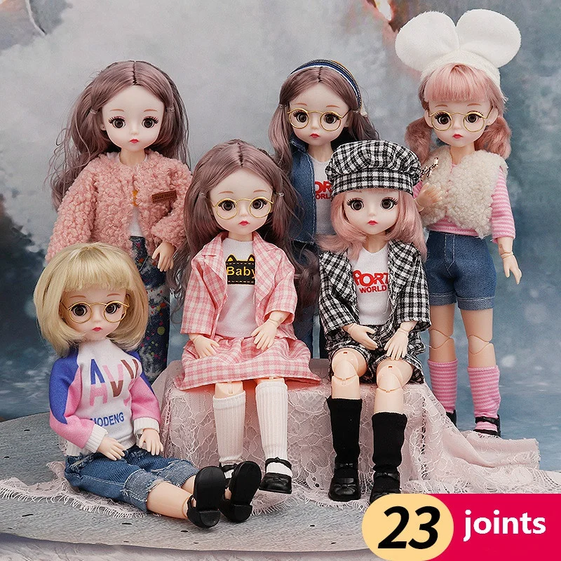 Winking Eyes 1/6 Bjd Doll ( Option B ) or Clothes ( Option  A ) 22 Moveable Joints 30cm DIY Handmade Dolls Kids Toy Girls Doll