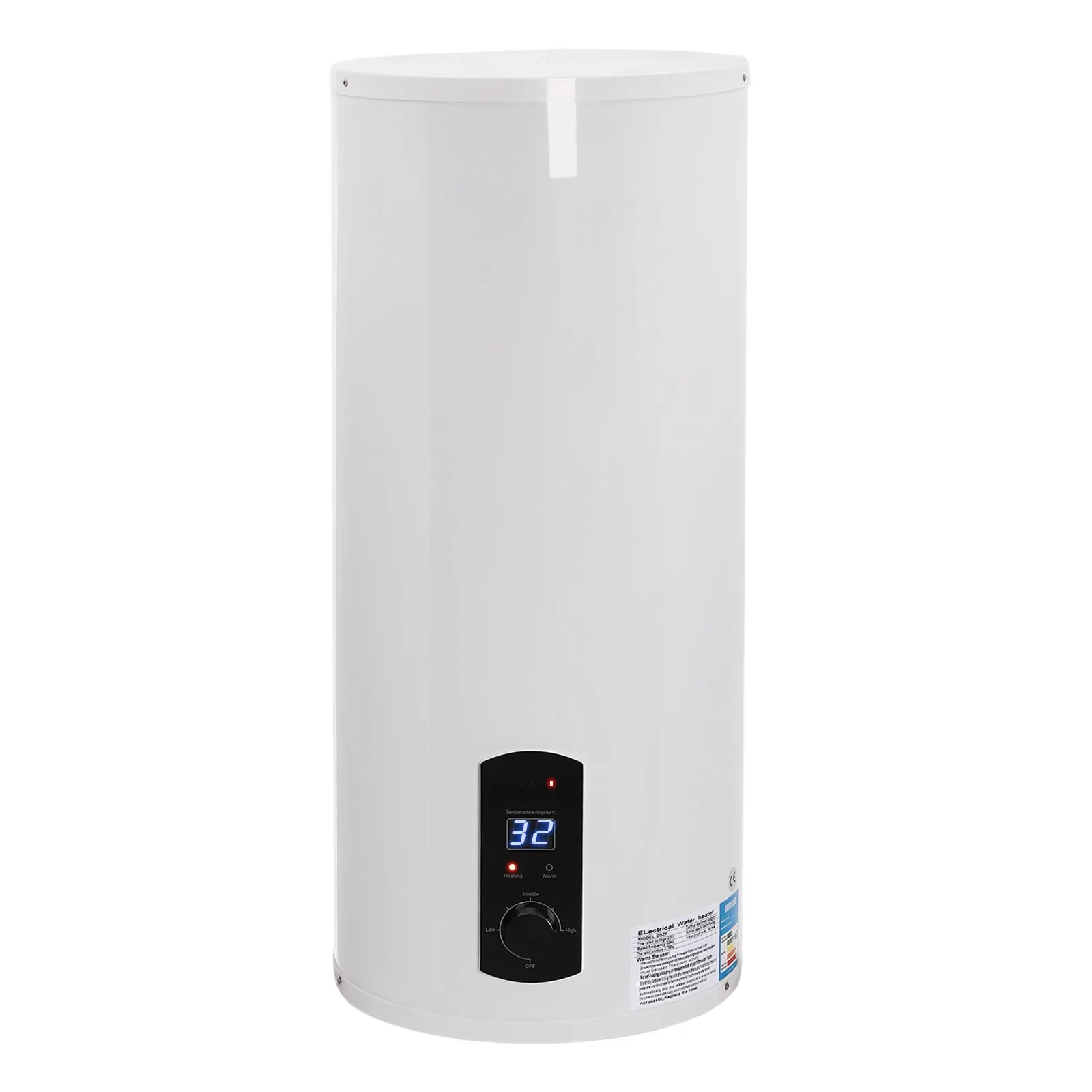 60L Elektrische Boiler Cilinder Digitale Display Warmwater Verwarming Boiler 2000W Met Waterleidingen Een Handdouche Een Kraan