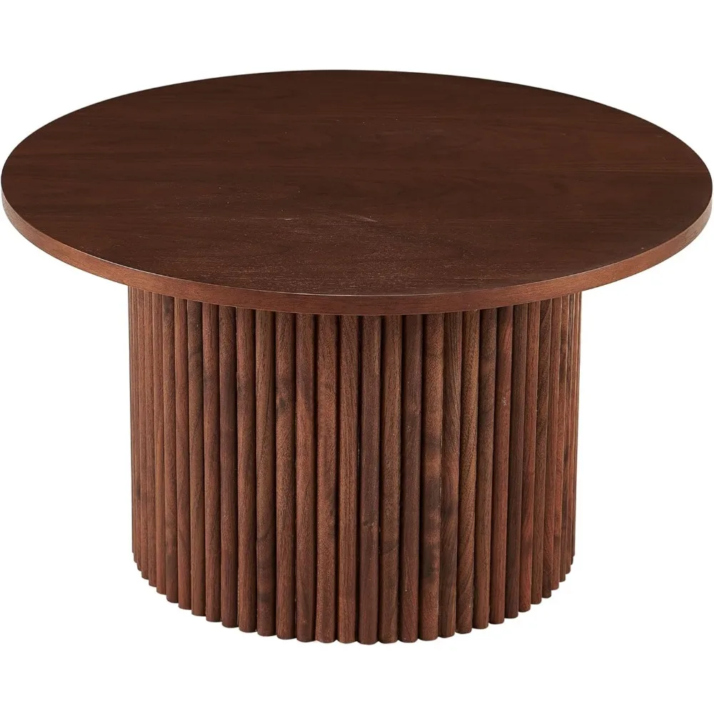 مجموعة طاولة قهوة مستديرة متداخلة مكونة من قطعتين، مجموعة طاولة جانبية مكونة من قطعتين من بوهو لغرفة المعيشة وغرفة النوم، سطح خشبي مصنوع مع