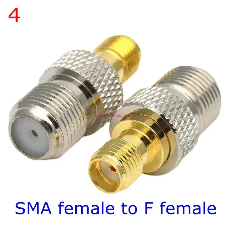 2Pcs/lot SMA To F TV Female Male Straight Connector RPSMA To F Quick Plug Adapter Coax Connector Brass Gold Plated High Quality