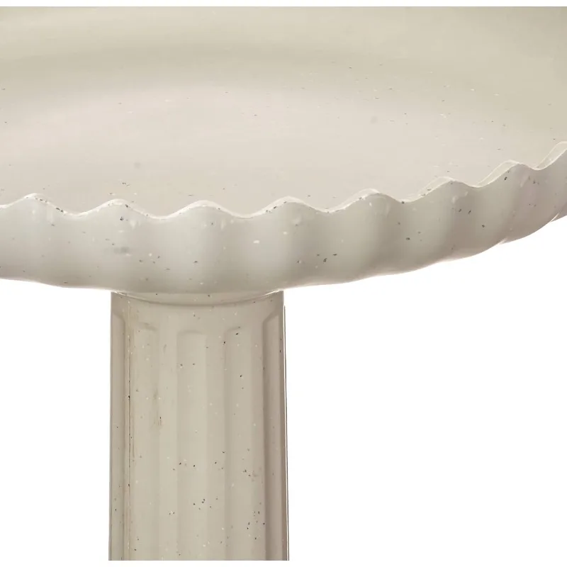 Modelo HBC-120C Baño de pájaros calentado, piedra festoneada decorativa para todas las estaciones con pedestal, 120 vatios, gris