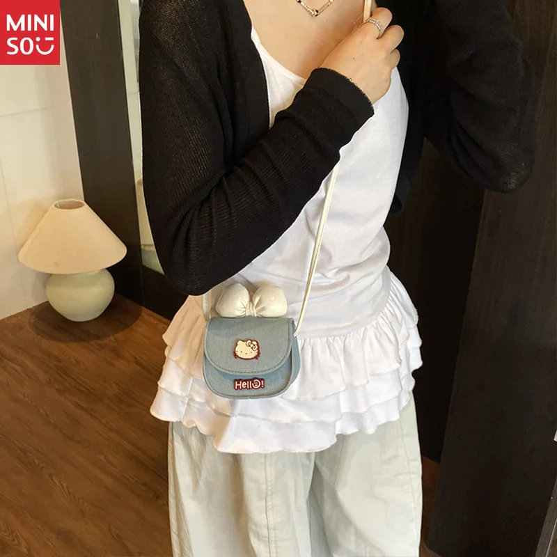 Miniso Kids Cat Purse with Bow, Cute Mini Crossbody Bag for Toddler Girls