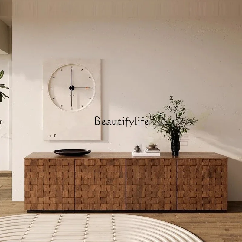 

ls 27 Nordic walnut color dining side sofa side cabinet designer creative simple storage TV cabinet