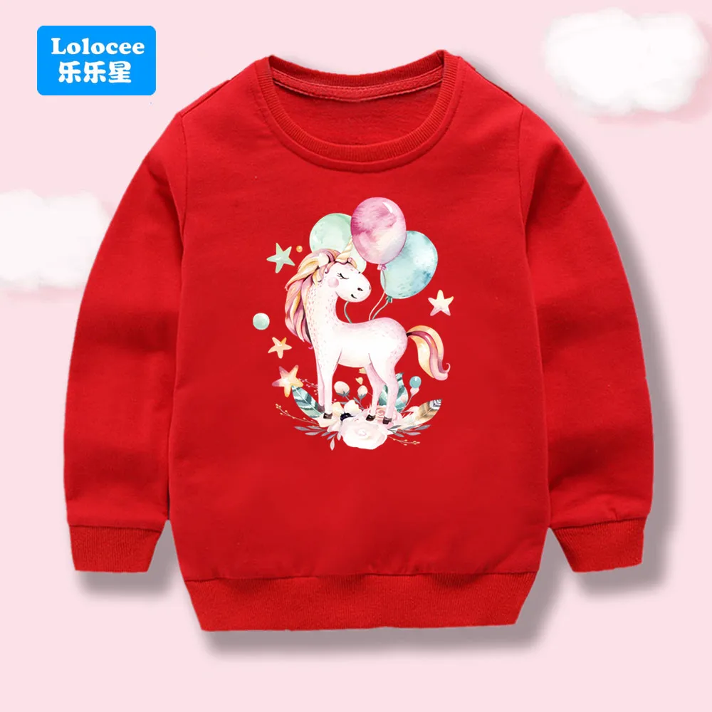 Neue Herbst Kostüm Kinder Sweatshirt Cartoon Ballon Einhorn Druck kinder Langarm Fashon Top Frühling Pullover DJSQQ1