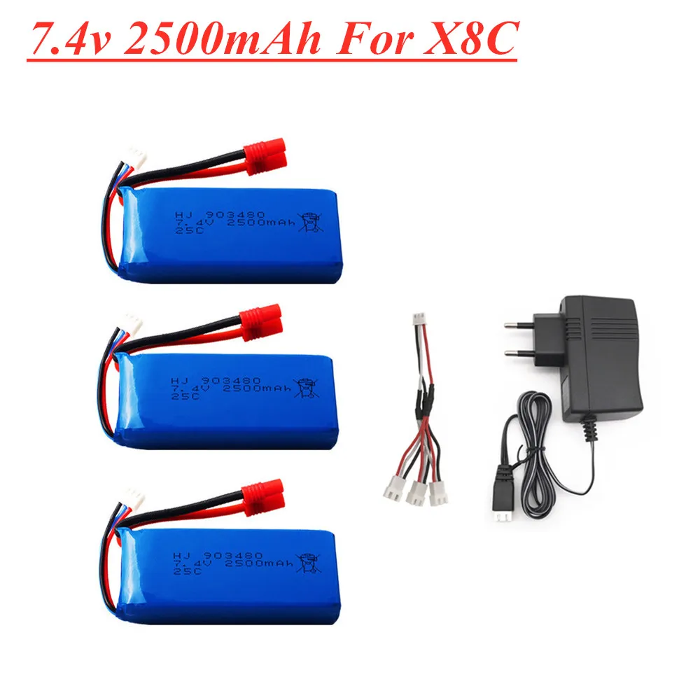 Batteria Lipo 7.4 v 2500mAh 25c per Syma X8C X8W X8G X8 RC Quadcopter parti 7.4 V 903480 giocattoli batteria con protezione da sovracorrente