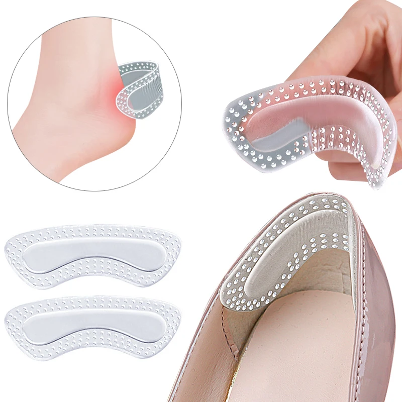 2/1Pair GEL Protezioni per tallone Donna Cuscino in silicone Cuscinetti per scarpe antiscivolo per tacchi alti Dimensioni regolabili Solette Strumenti per la cura del piede