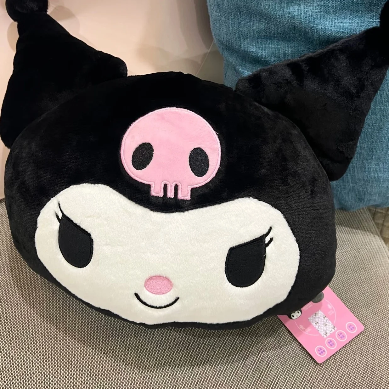 Kuromi Plush Stuffed Toy Pillow and Blanket Two In One Air Conditioning Blanket Plush Blanket Cartoon Holiday Gift for Women