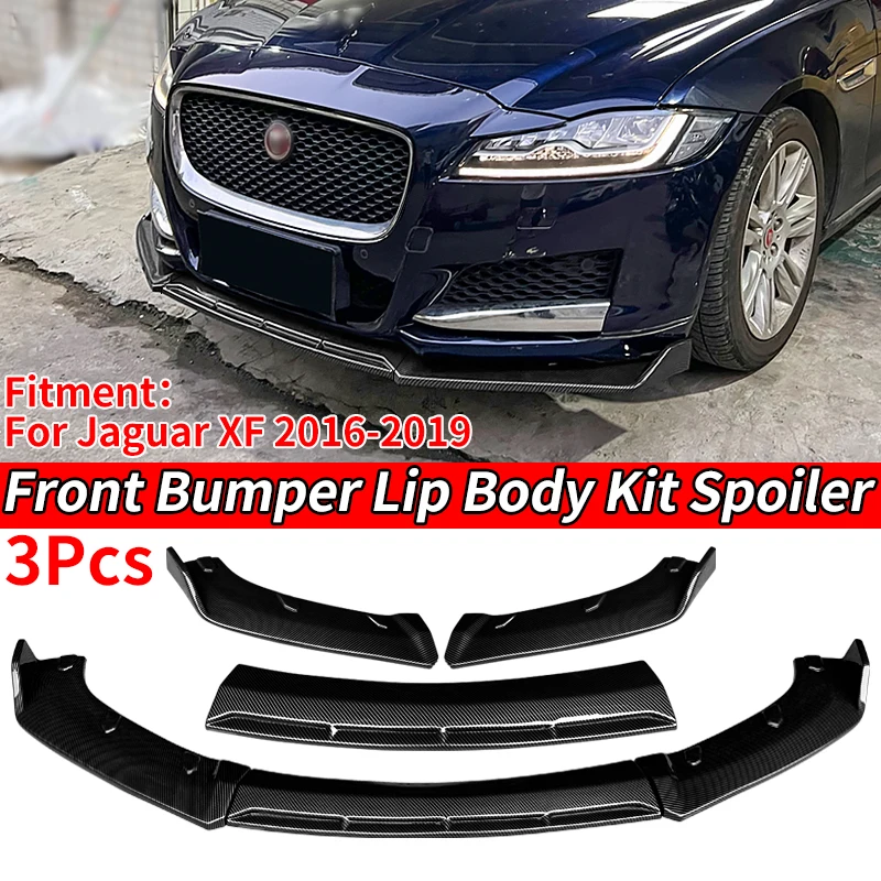 

High Quality Carbon Fiber Look ABS Material Front Bumper Chin Lip Body Kit Spoiler Accessories For Jaguar XF 2016 2017 2018 2019