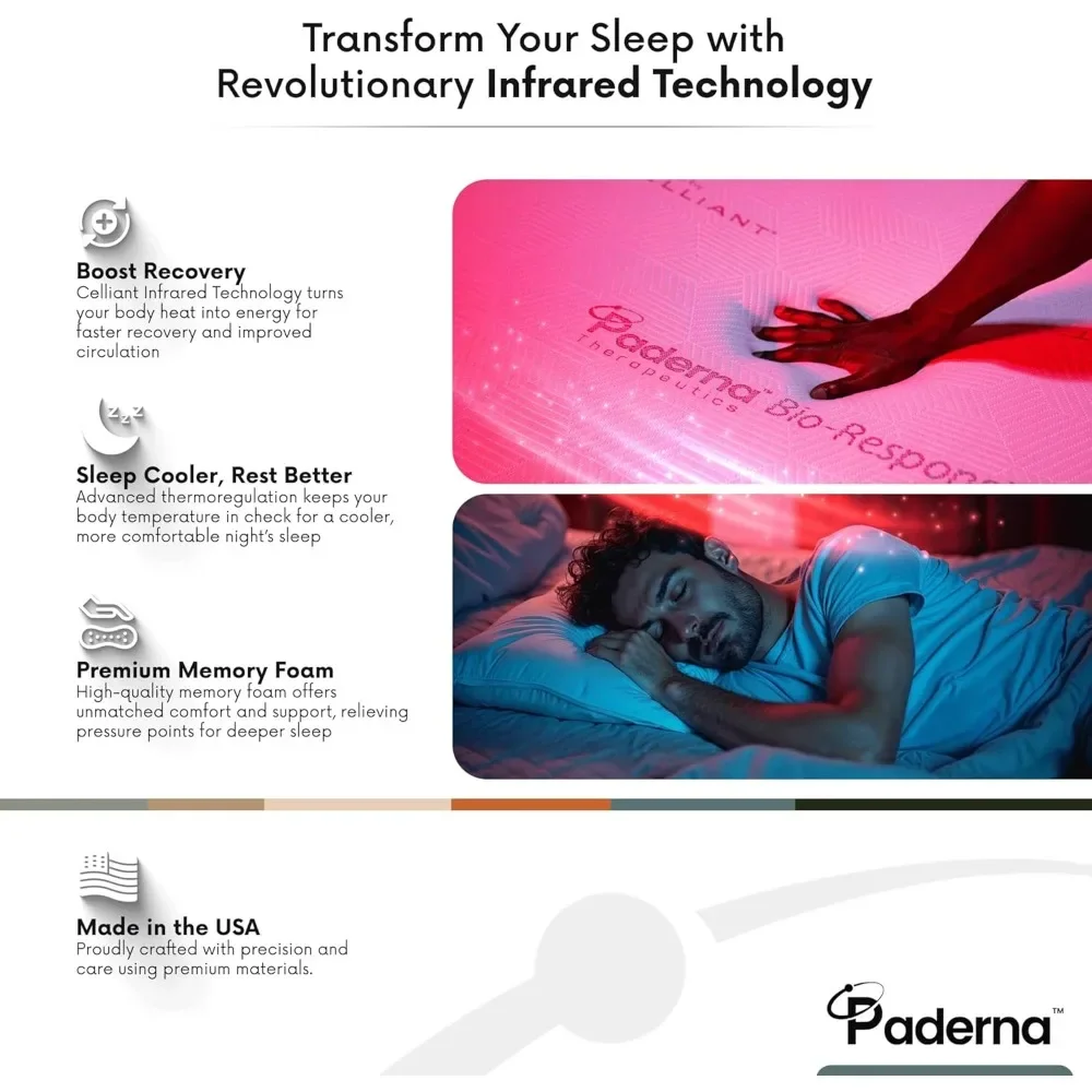 3" Celliant-Infused Memory Foam Mattress Topper – Enhanced Recovery & Comfort for Queen Mattresses – Promotes Better Sleep