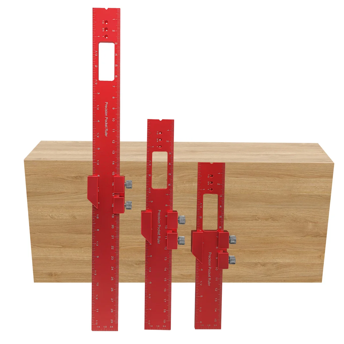 Woodworking Ruler Precision Pocket Rule - 6/8/12 Inch Aluminum Metal Slide Stop Marking Ruler Metric Inch Measuring Tools