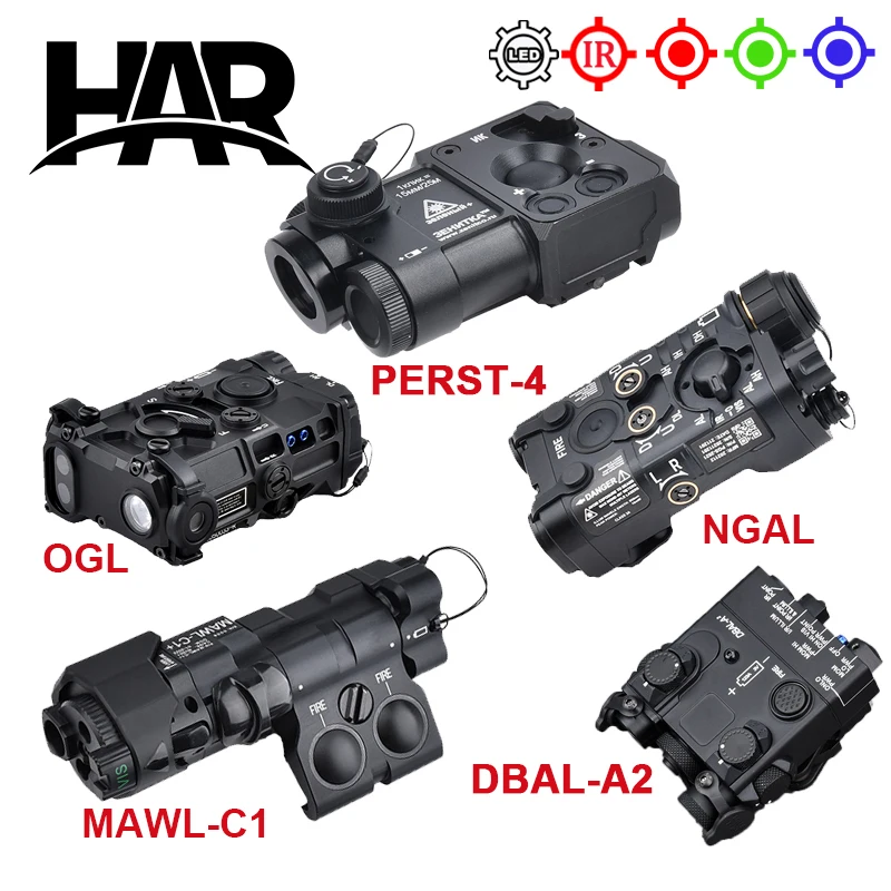 WADSN All Metal MAWL C1 NGAL DBAL A2 OGL Perst 4 Laser Pointer Red Dot Blue Green IR Laser Indicator AR15 Airsoft Weapon Sight