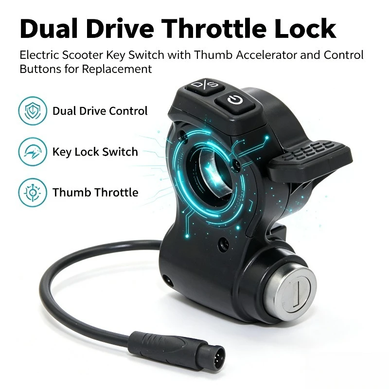 Electric Scooter Ignition Lock Dual Drive Switch Thumb Throttle Replacement Spare Accessories