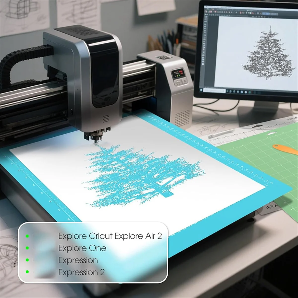 Коврик для резки ABXK 12x12 для Maker 3/Maker/Explore 3/Air 2/Air/One (3 коврика) — многоразовые клейкие коврики с решеткой