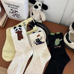 Cartoon Animals Socks Cute Cat Crocodile Panda Mid-tube Socks Breathable Casual Socks Sweat Absorption Sports College Style Sock