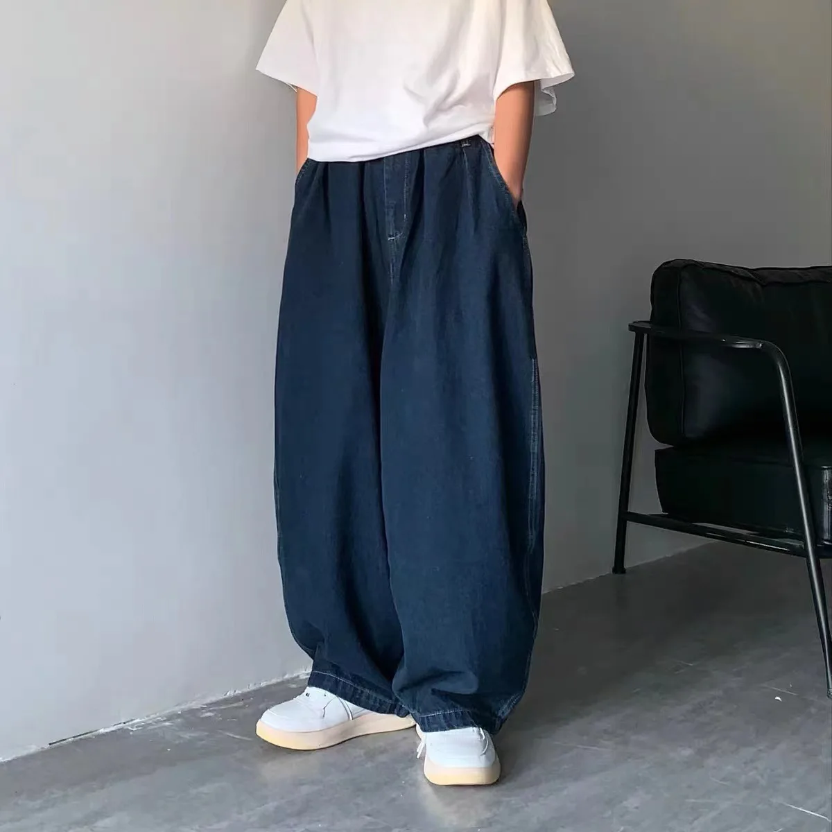 Japanese-style Retro Men\'s Casual Jeans, Street Fashion Brand, Loose, Fashionable, Versatile, Wide-leg Lantern Pants S-3XL