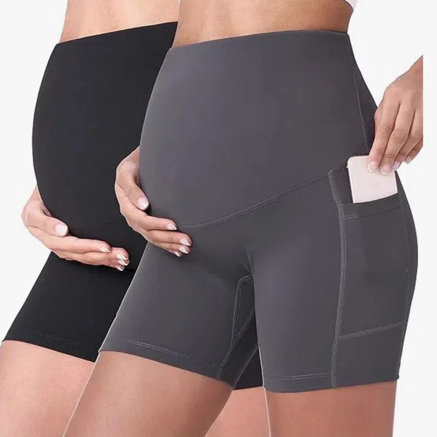 

Maternity Bike Shorts Women Over Belly Adjustable Support Band Pocketed Yoga Cycling Active Comfort S-XXL Pregnancy