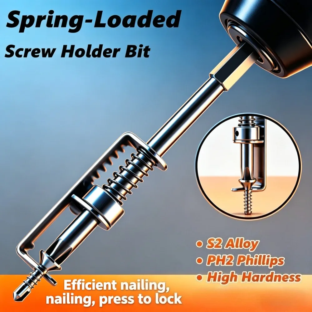 Practical Multi-purpose Spring-Loaded Screw Holder Anti-Drop Phillips Screwdriver Bit Fixing Clamp Set for Daily Repair