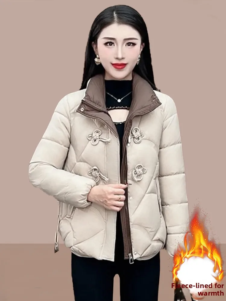 중국 슬레 버튼업 티엔드 코튼 재킷 여성용 패딩 코트 겨울 패션 아우터웨어 엄마 겨울 코트