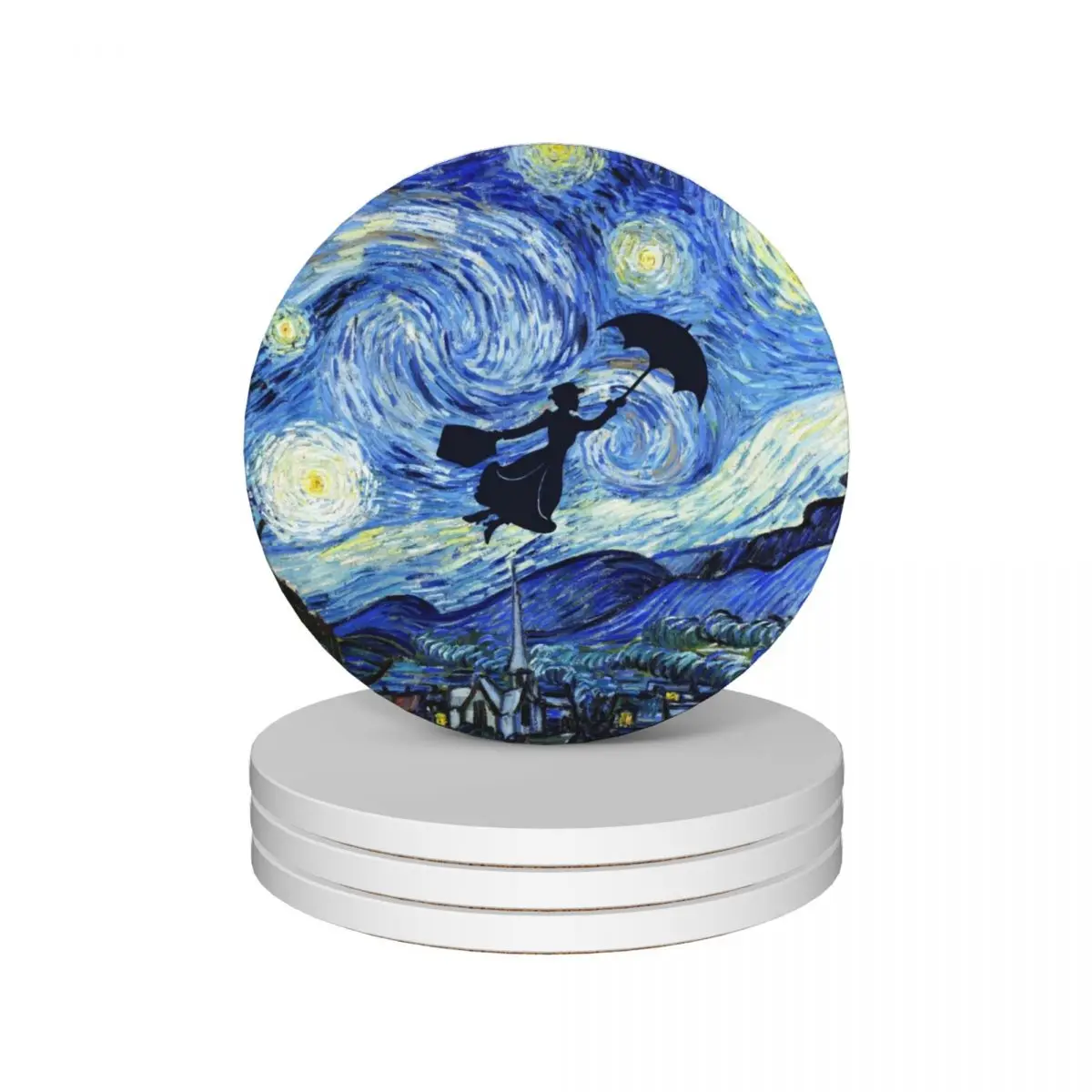 

Mary Poppins Starry Night Ceramic Coasters (Set of 4) custom set for drinks for drinks set Coasters