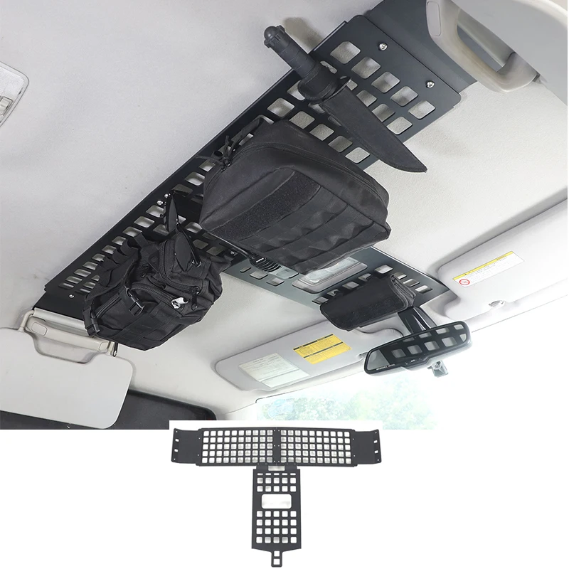 

For Toyota FJ Cruiser 2007-2021 car interior roof grid storage board shelf roof bag rack car interior organizer aluminum alloy