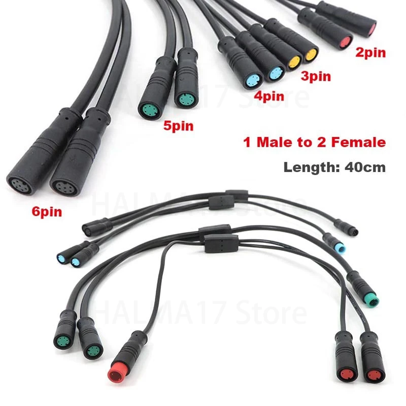 Waterproof Y Splitter 1 Male to 2Female with 2/3/4/5/6 Pin Connector for BAFANG BBS01/BBS02/BBSHD Sensor Brake E-bike Motor J17