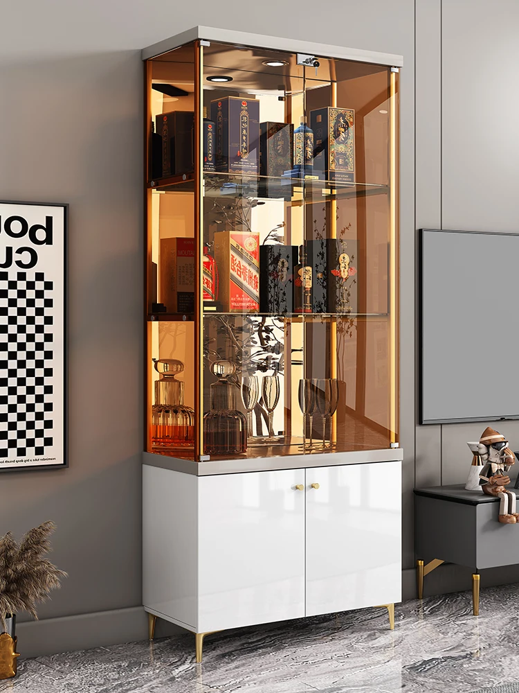 

Living Room Glass Wine Cabinet Wall Modern Light Luxury High-End Family Display Storage Cabinet