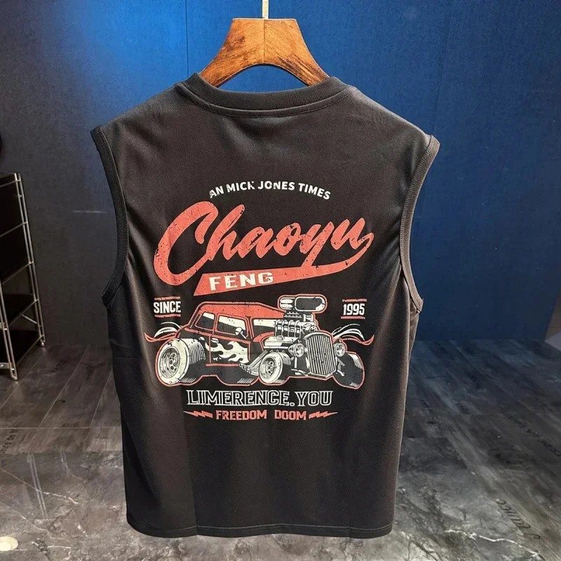 

Summer new American loose vest men's sports sleeveless T-shirt printed fitness basketball sweatshirt