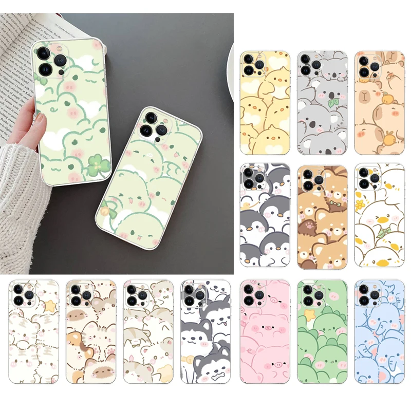

Phone Case For iphone 17ProMax Air 16 15 14 13 Pro Max 15 16 Pro 15Plus Cute Animal capybara Dog Frog Pig Fox