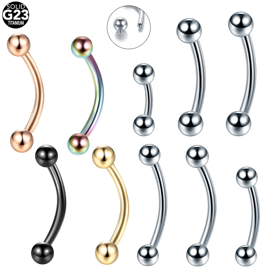 1PC Titanium Internal Thread Eyebrow Piercings Curved Barbell Lip Ring Snug Daith Helix Rook Earring Cartilage Piercings 16G 14G
