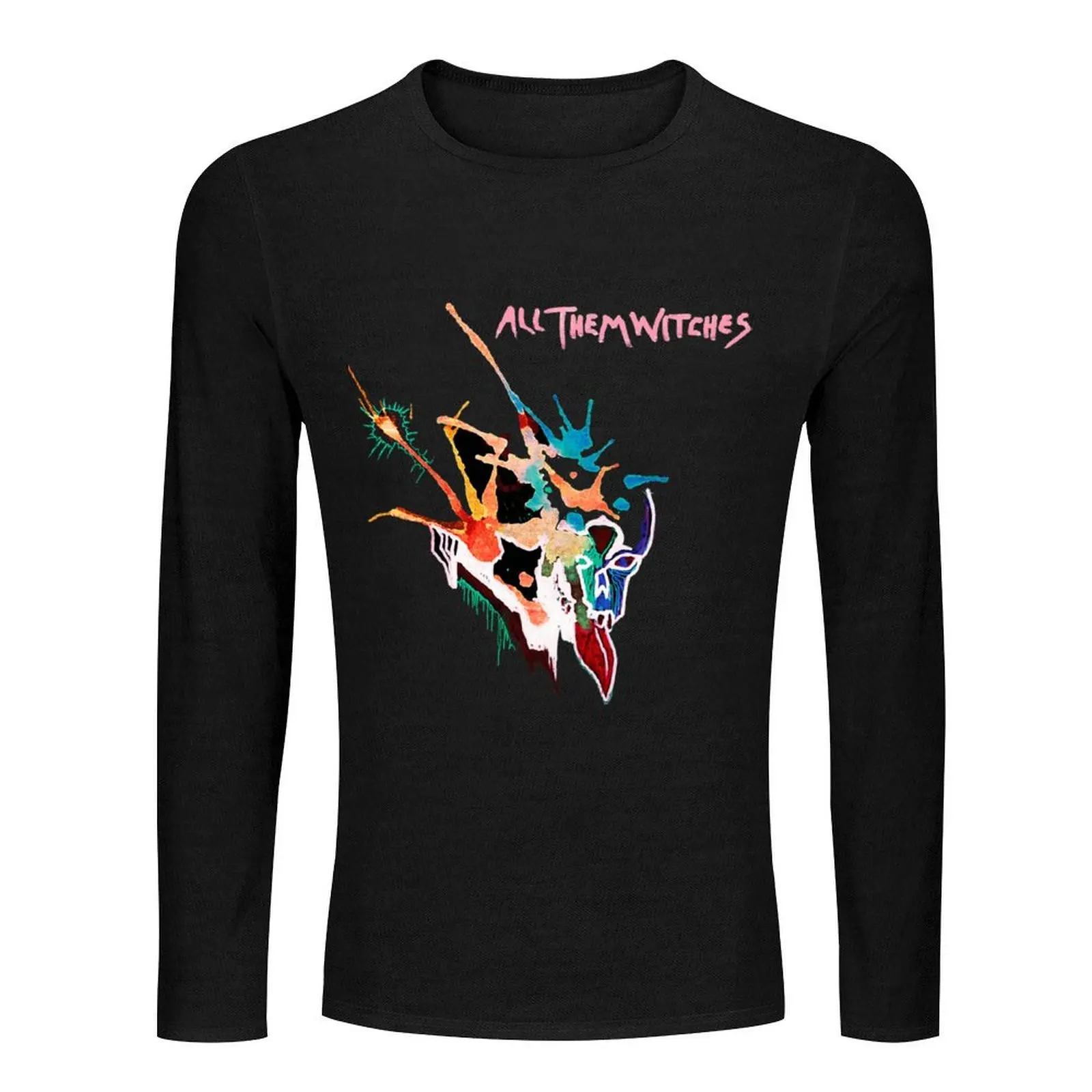 All them witches ATW colorful skull design Long T-Shirt heavyweight t shirts mens t shirts pack