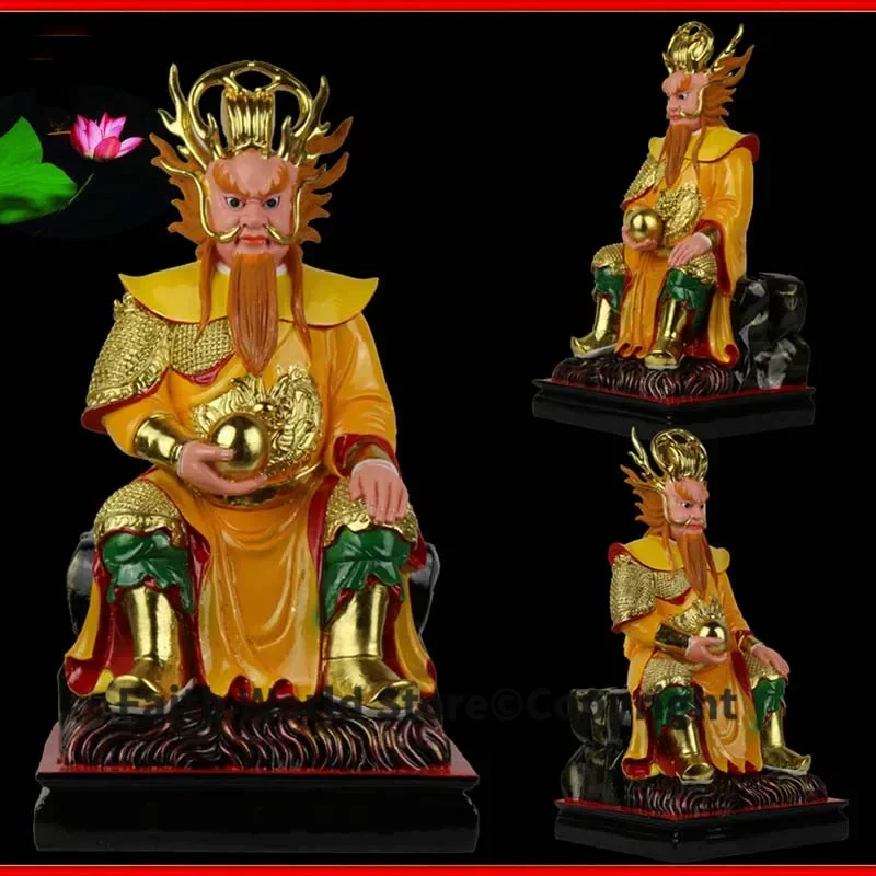 30cm large HOME Temple Shrine TOP efficacious protection Southeast Asia Sea god Gold plating Dragon King FENG SHUI art statue