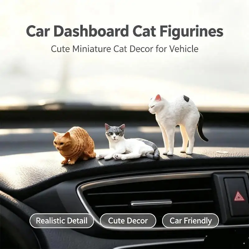 Cute Simulated Cat Small Car Decoration Commute Companion: Suitable Center Console Door Window Edge