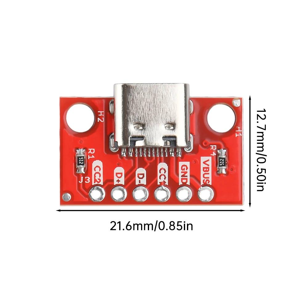 5PCS USB Type-C Connector Board 3.1 Serial Basic Breakout Female Connector Breakout Board Red Adapter Board With Row Needles