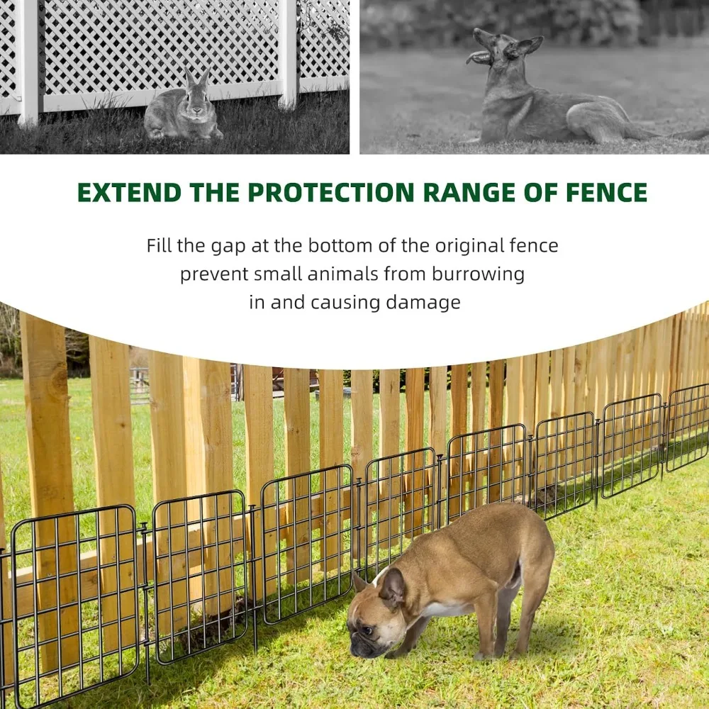 30ft x 17in No Dig Garden Fence, 28 Panels Rustproof Metal Border for Flower Bed, Yard, Pet Barrier view 3