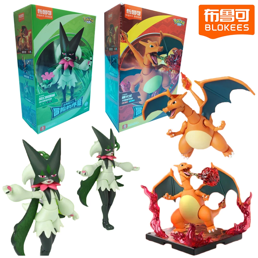 Originele Blokees Nieuwe Pokemon Actiefiguren Charizard Meowscarada Collectible Model Speelgoed Bureau Ornament Kinderen Geschenken Op Voorraad
