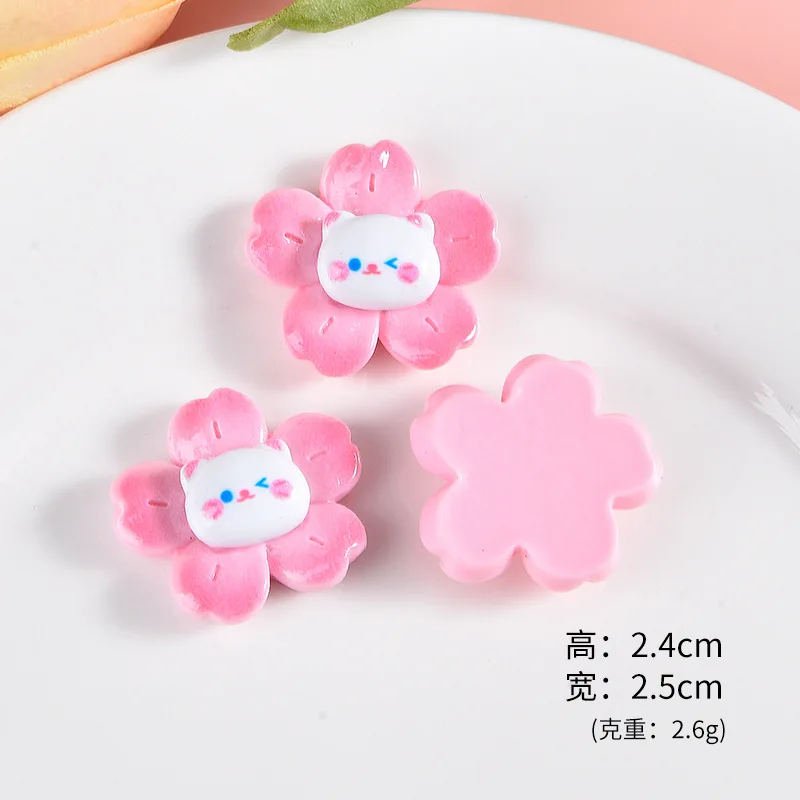 10 Pcs New Cute Mini Cartoon Bear, Pink Cherry Blossom Collection Resin Diy Fashion Jewellery Hairpin Decorate Accessories