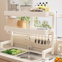 ‌Heavy-Duty Kitchen Sink Organizer,3-Tier Dish Drainer Rack,Stainless Steel Tabletop Storage,Space-Saving Utensil Holder