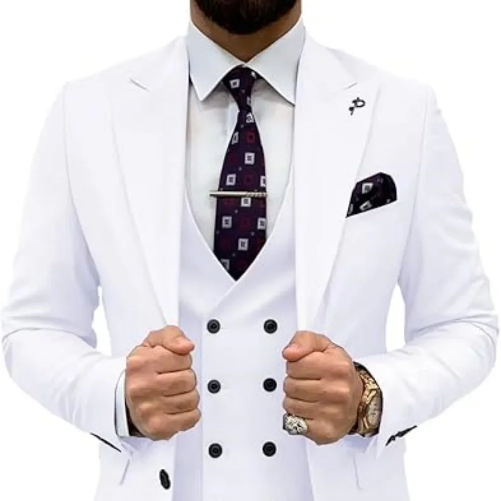 

Мужской костюм-тройка темно-синего цвета: пиджак с острыми лацканами, жилет, брюки. Для ужина, свадьбы, жениха. Смокинг, приталенный крой, для официальных мероприятий и деловых встреч.