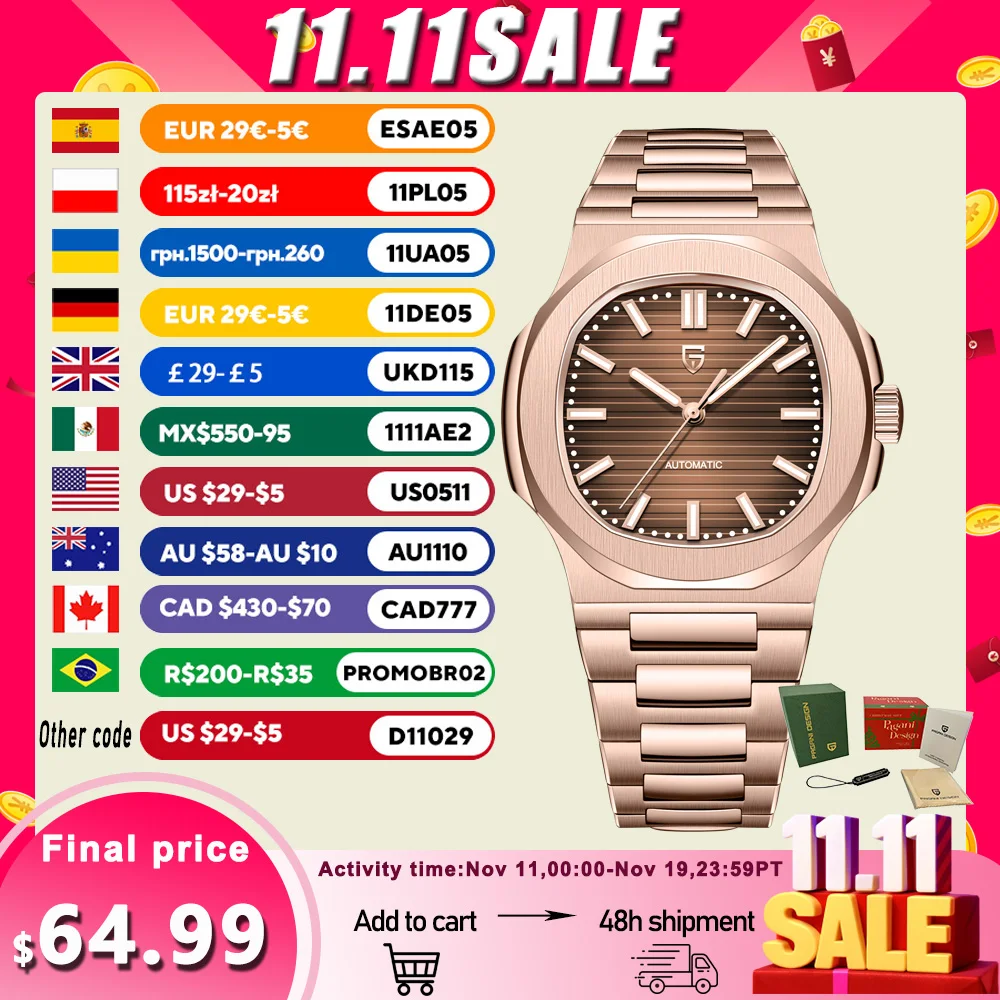 

PAGANI DESIGN watch men's 1728 Luxury Quartz Men's Watch Hiou ST6 Movement Sapphire Glass Waterproof Men's Stainless Steel Watch