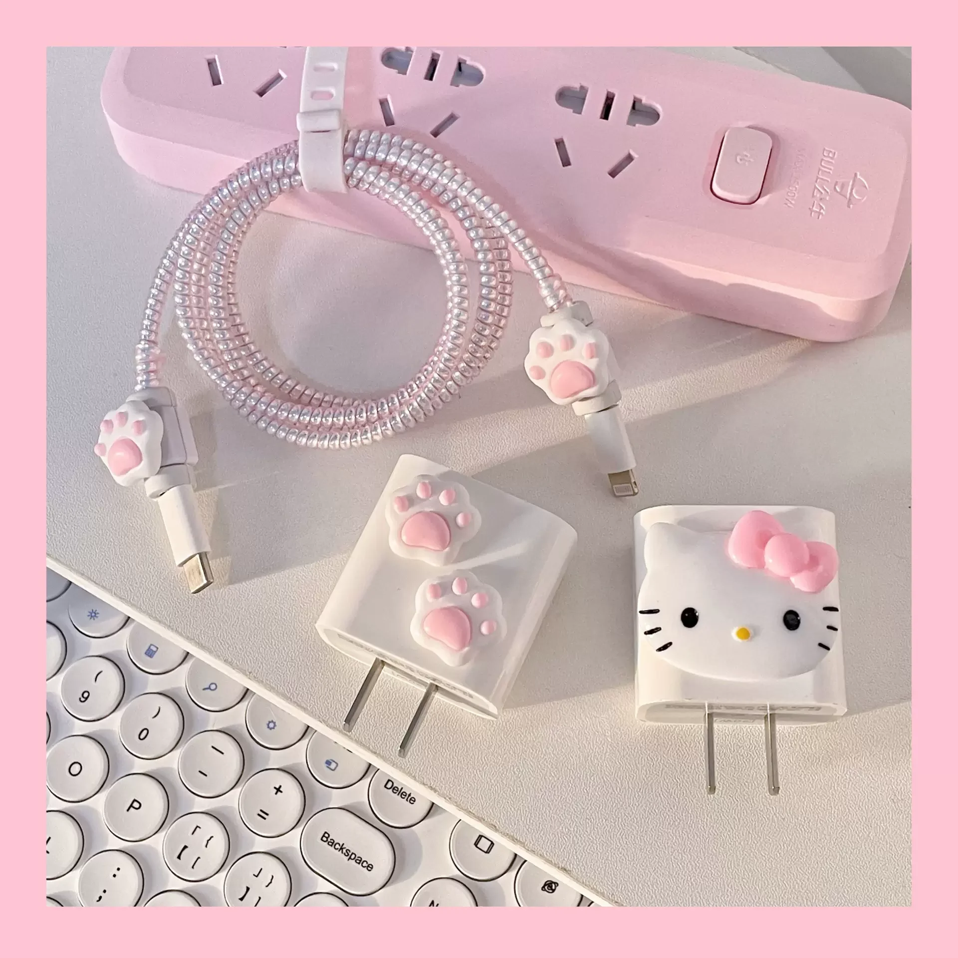 Sanrio Hello Kitty 20W Protector for IPhone Charger PVC Protective Data Cable Protective Sleeve Cartoon Cute Cover Accessories