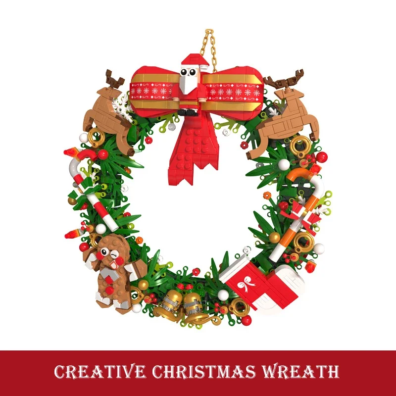 

DIY Christmas Wreath Building Kit for 6+ Kids City Christmas Tree Decoration MOC Building Blocks Set Toys For Children Present