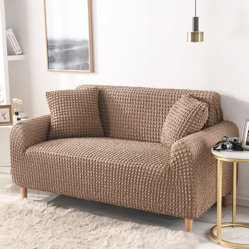 Luxury Sofa Cover for Living Room Solid Color Couch Cover for Sofas Elastic Slipcover L Shape Plaid Sofa Protector 1/2/3/4 Seat