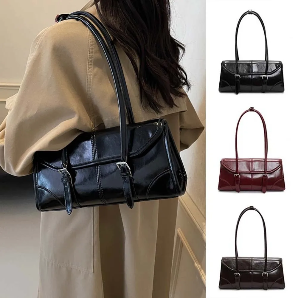 

Versatile Square Retro PU Shoulder Bag Messenger Bag PU Leather PU Underarm Bag Portable All-match Retro Handbag Office