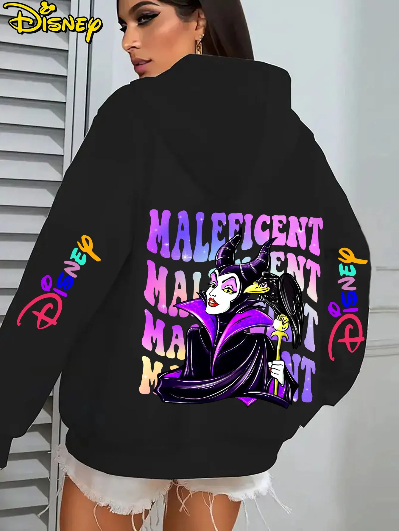 Design del personaggio con stampa del piede rosa di Ms. Marifeson di Disney Comodo pullover per l'autunno/inverno, stile casual, camicia Disney