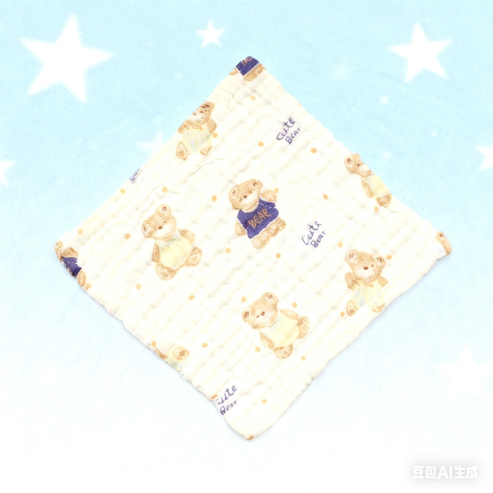 

QX2D Reusable Baby Drooling Bib Comfortable 30cm Square Washable Cotton Nursing Bib With Fun Pattern