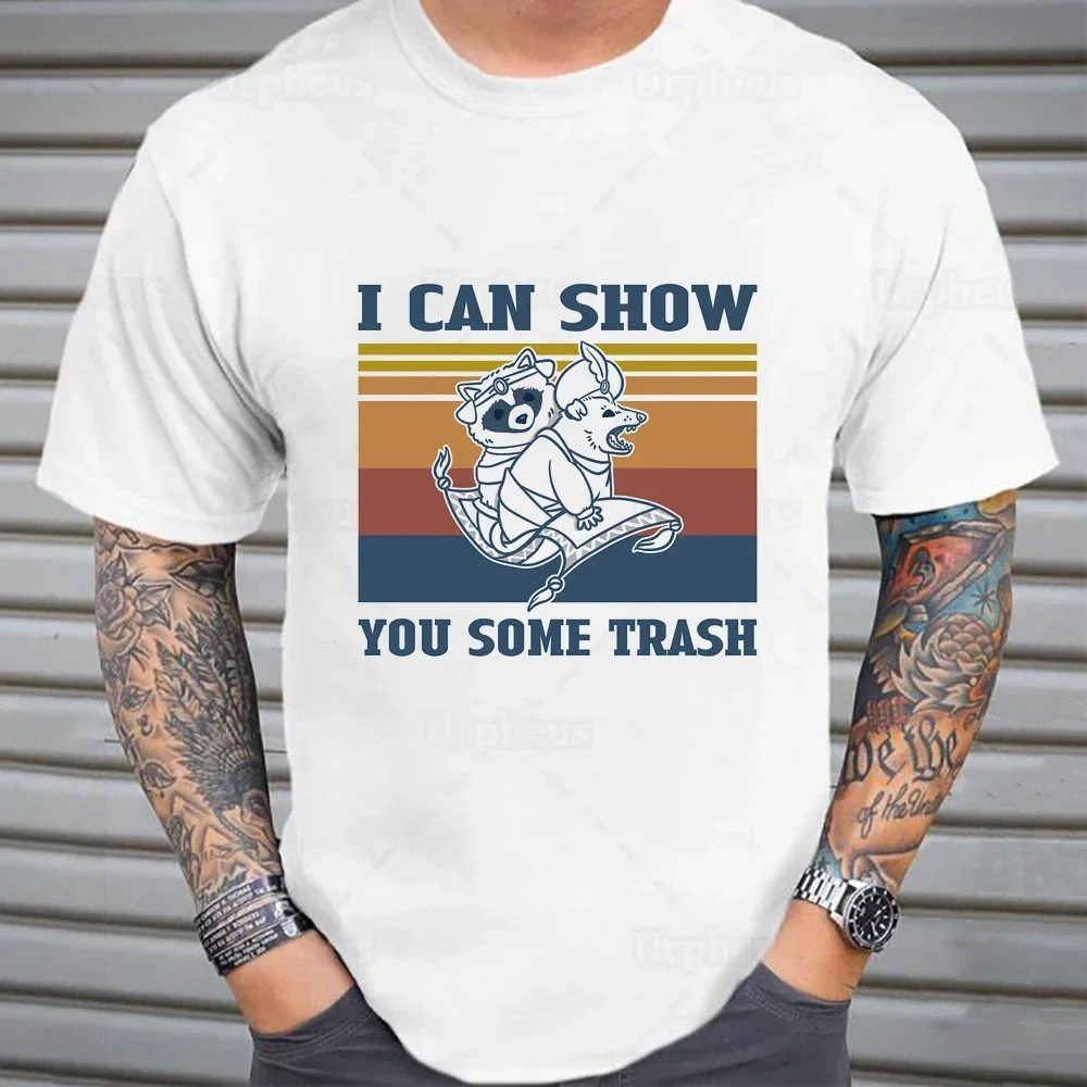 Vintage Style Retro Trash Racoons Shirt 100% Cotton Funny Top Tees I Can Show You Some Trash Raccoon and Possum T Shrit harajuku