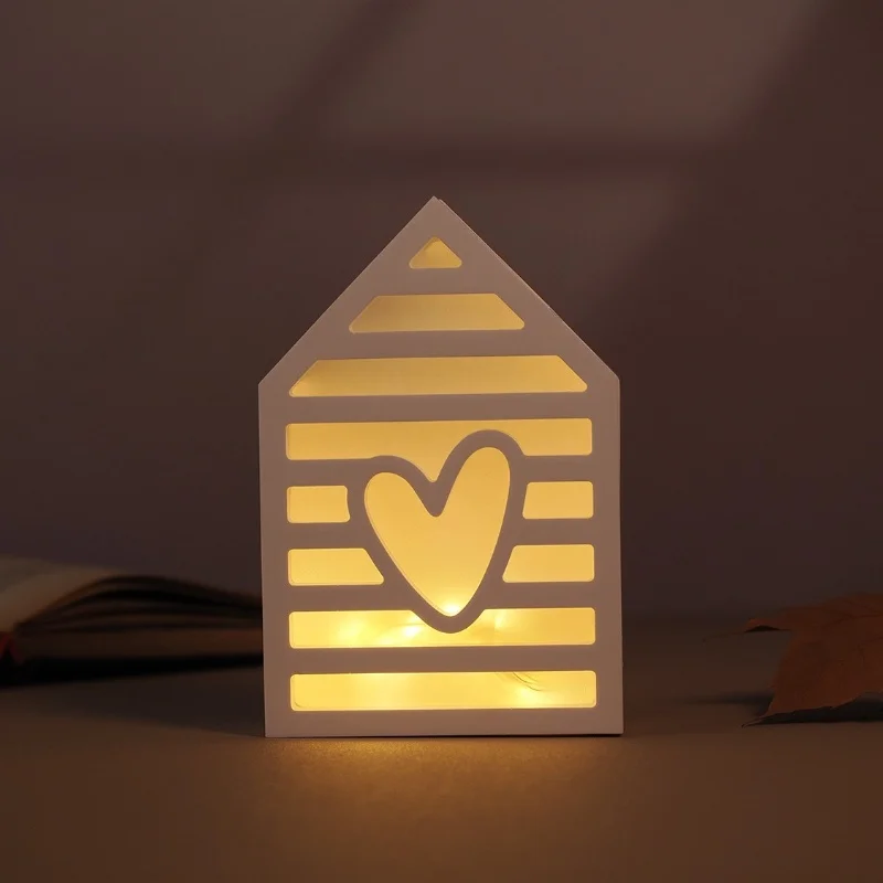 Cetakan silikon siluet lampu 3D rumah cinta berongga dasar lilin gipsum DIY Kerajinan cetakan Resin ornamen dekoratif pasang dalam