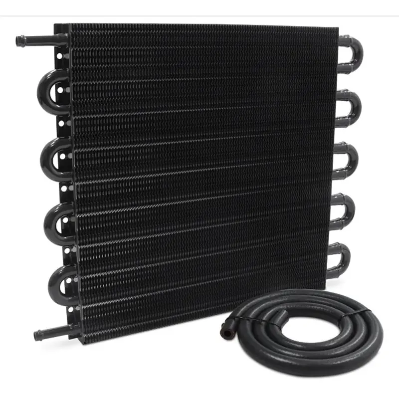 Aluminum Alloy Tube& Fin Transmission Oil Cooler Kit Universal, Black 10-Pass, Reduces ATF Temp Temperatures