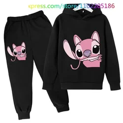 2024 NEW Spring Autumn Girls Stitch Hoodie Set Kids Christmas Clothes  Casual Boys Suit Children Suit Hoodies and Pants 2Pcs